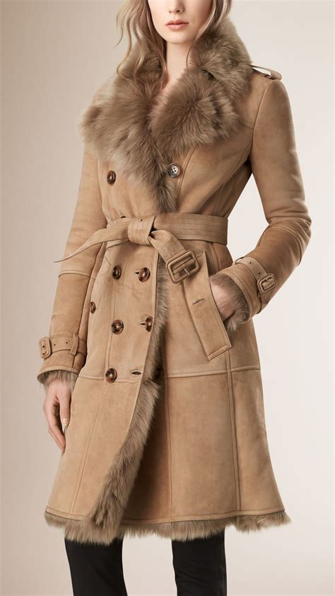 burberry sheepskin coat|burberry trench coat women.